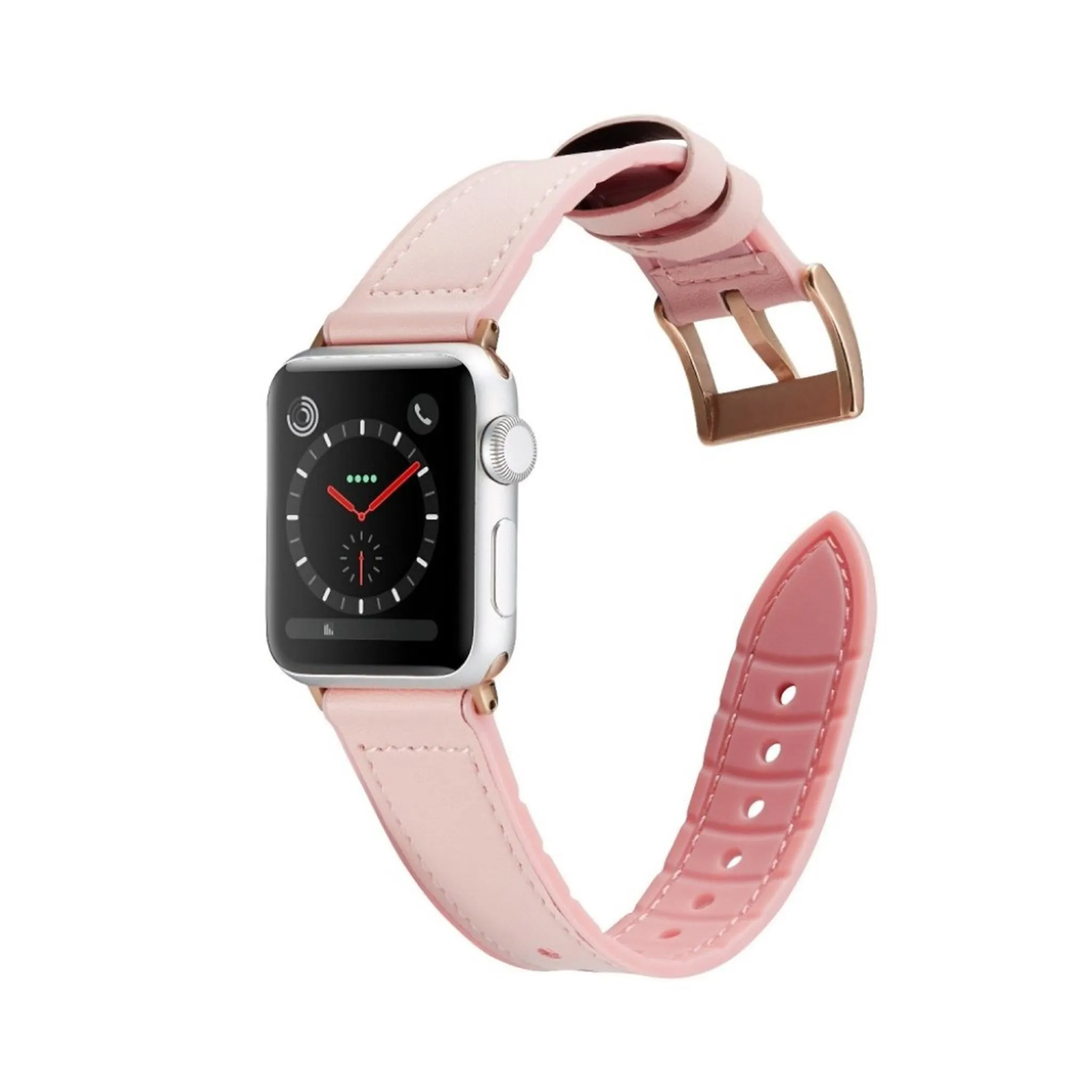 Apple Watch Series 6 / 5 44mm silicone   leather coated watch band - Light Pink