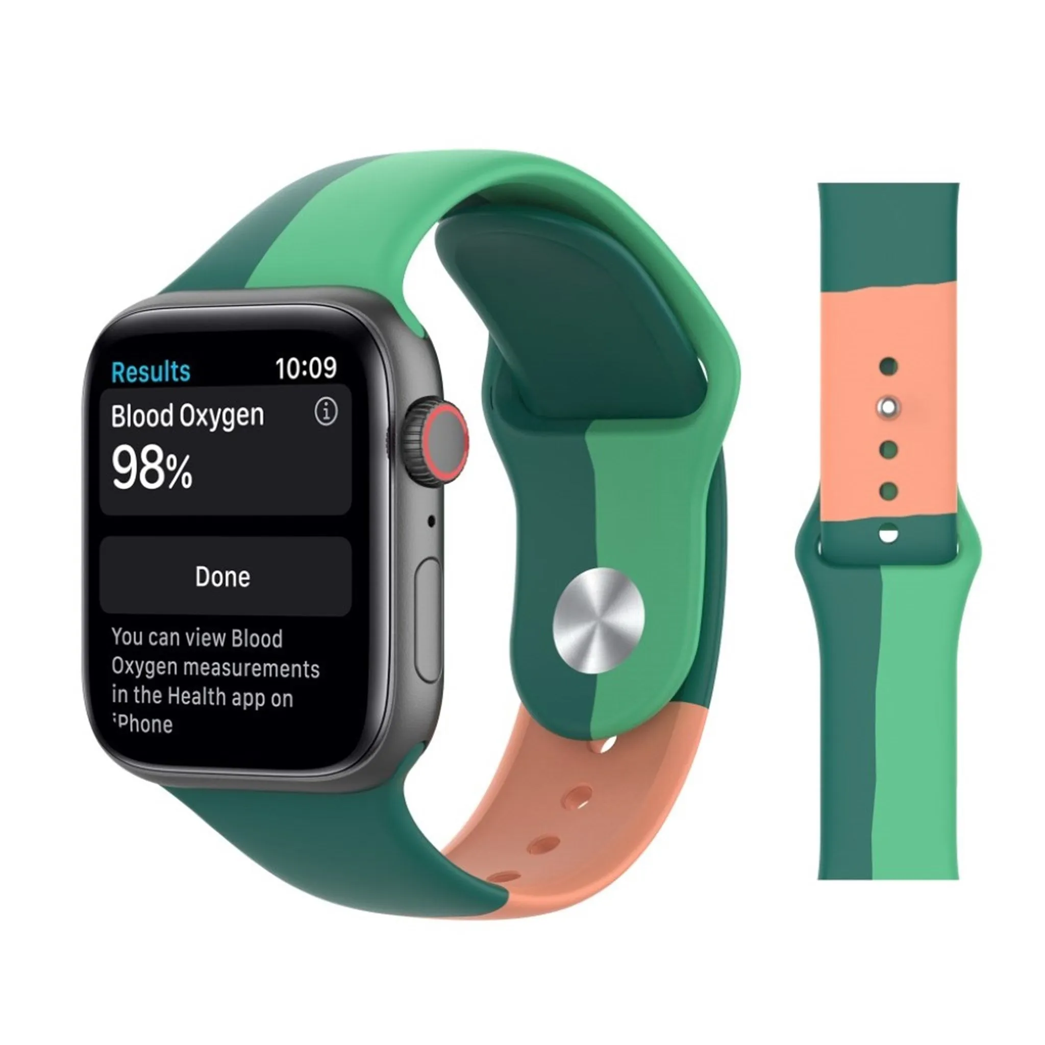 Apple Watch Series 6 / 5 44mm three color style silicone watch band - Green / Blue / Pink / Size: L