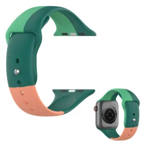 Apple Watch Series 6 / 5 44mm three color style silicone watch band - Green / Blue / Pink / Size: L