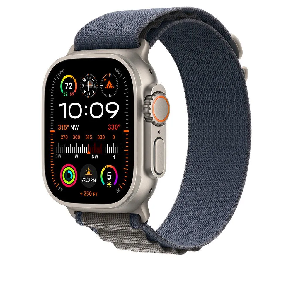 Apple Watch Ultra 2 GPS & Cellular 49Mm Titanium Case, Blue Alpine Loop, Medium