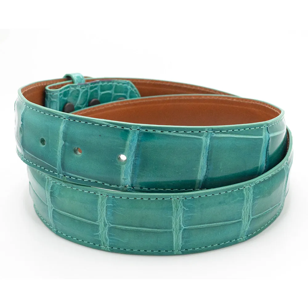 Aqua Blue Alligator Belt Straps