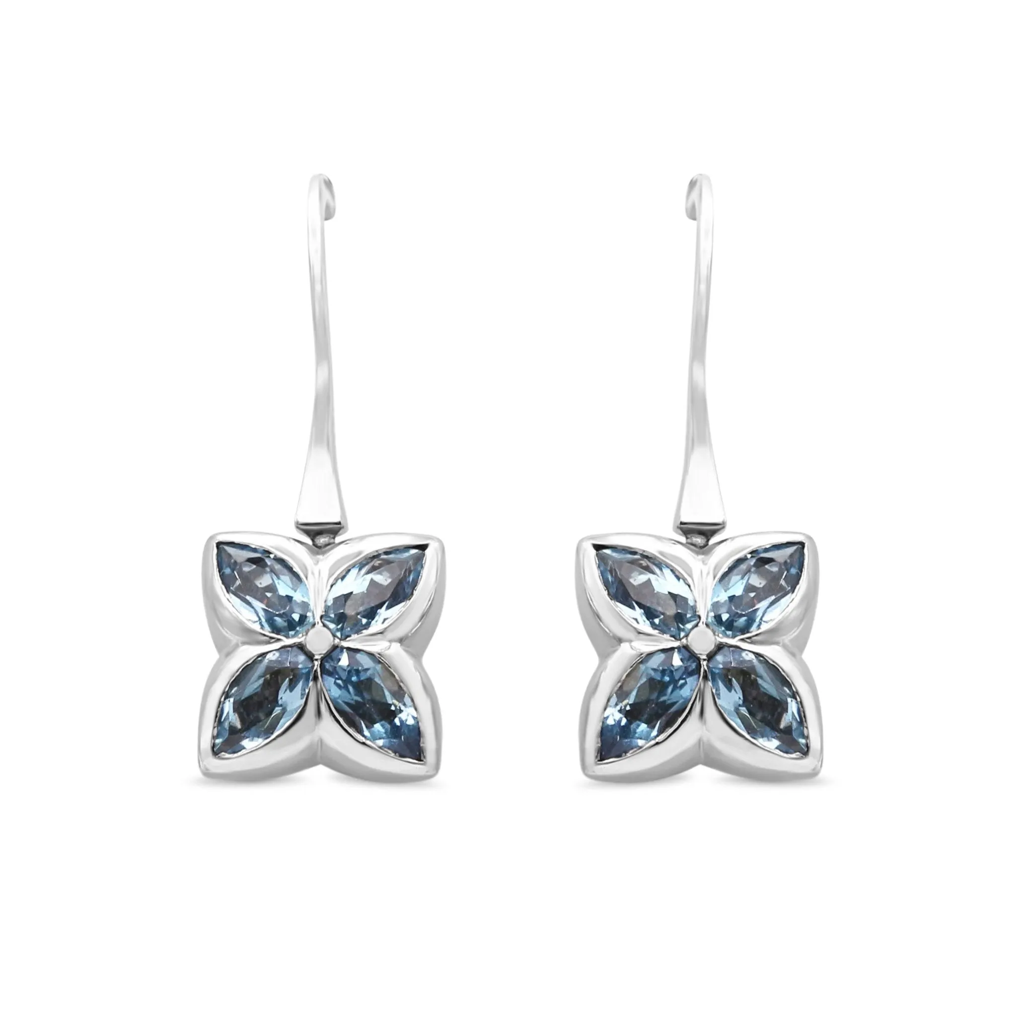 Aquamarine & Diamond Reversible Hook Drop Earrings - 18ct White Gold