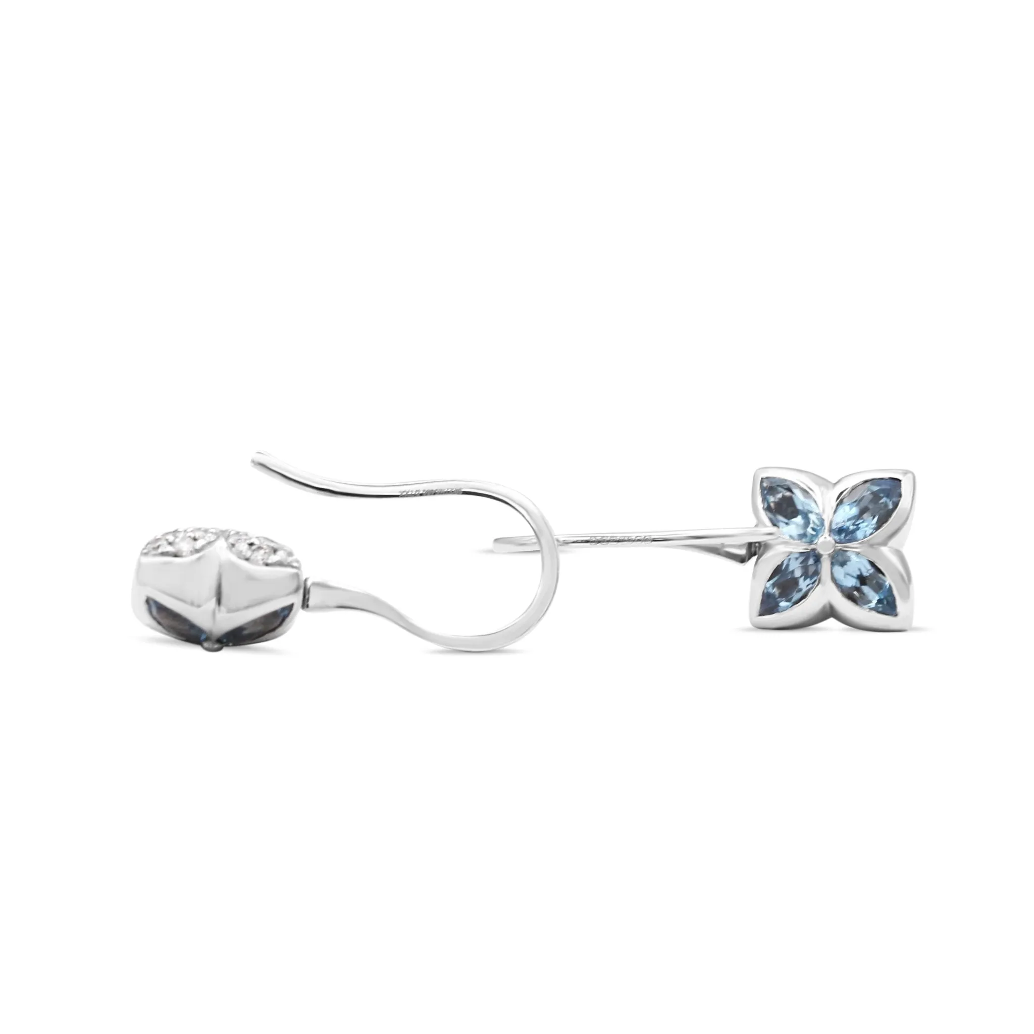 Aquamarine & Diamond Reversible Hook Drop Earrings - 18ct White Gold