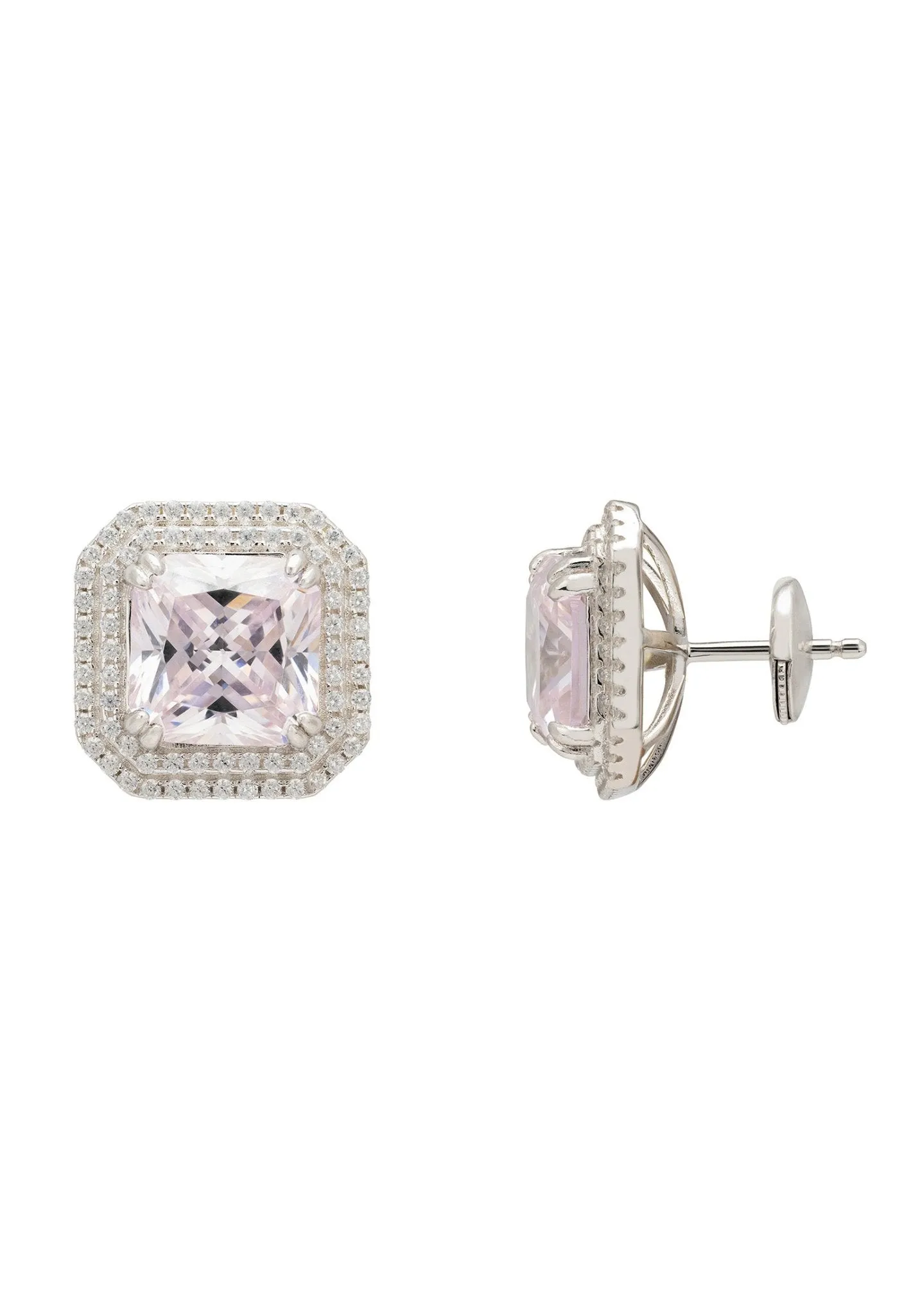 Arianna Morganite Stud Earrings Silver