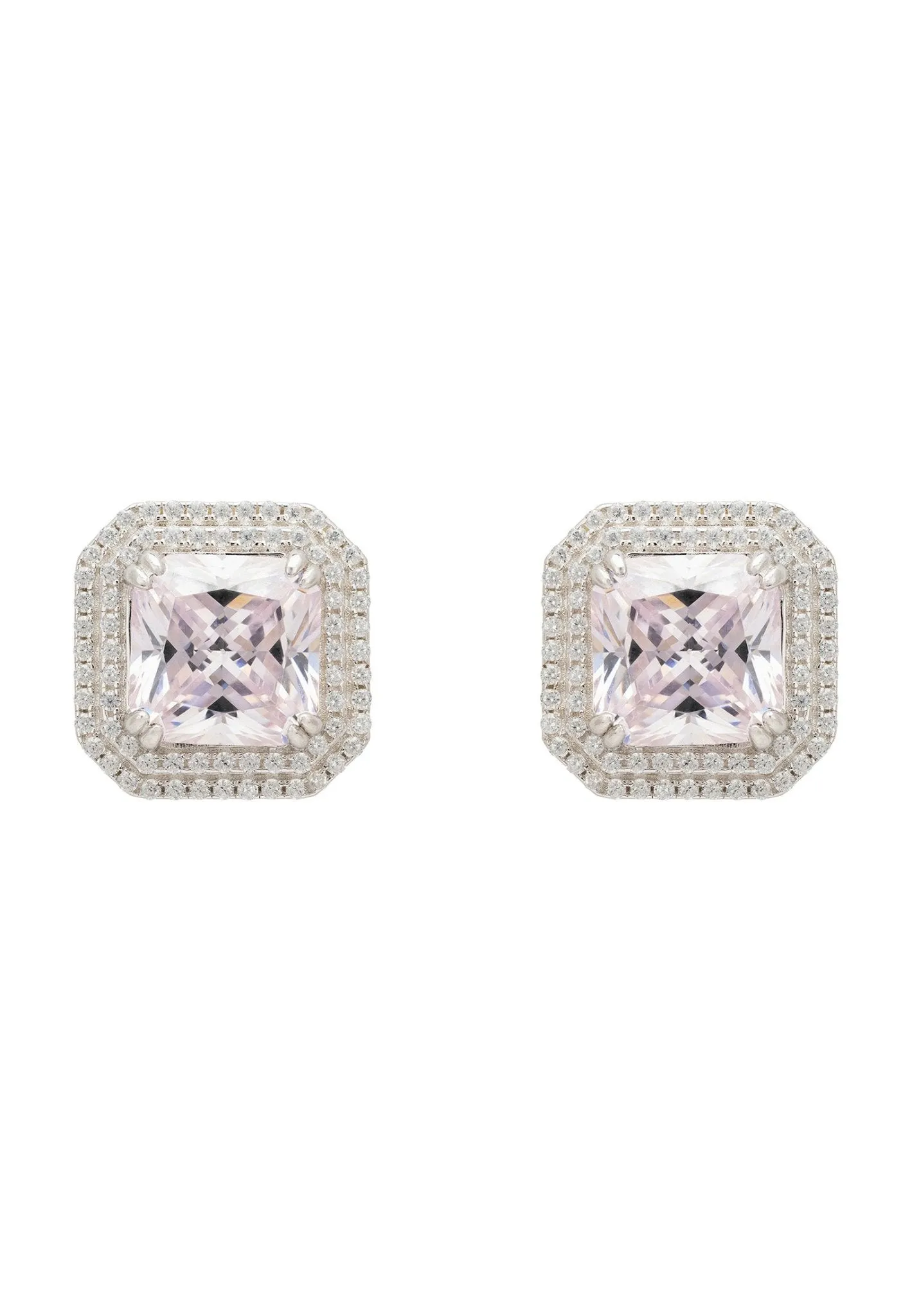 Arianna Morganite Stud Earrings Silver