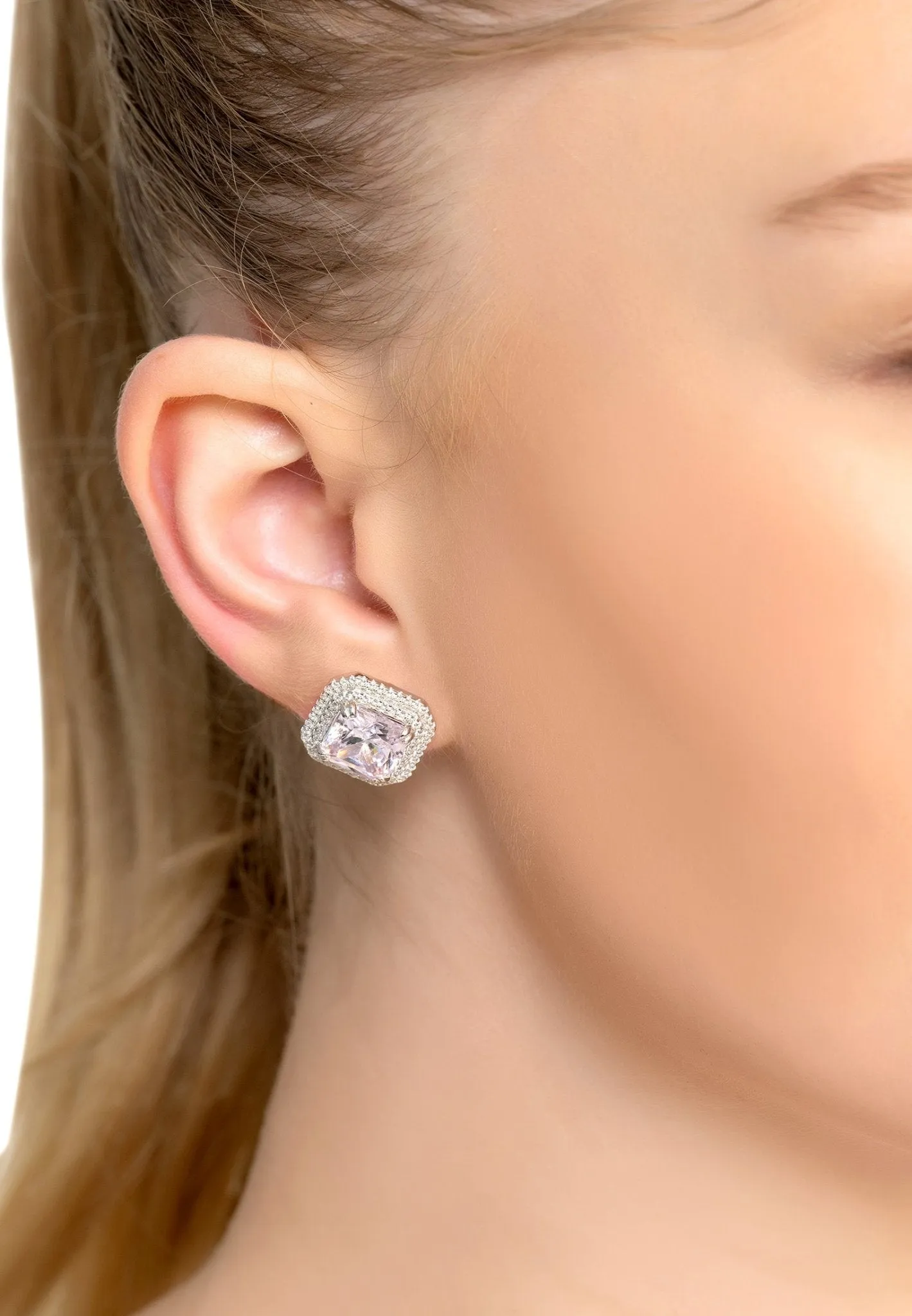 Arianna Morganite Stud Earrings Silver