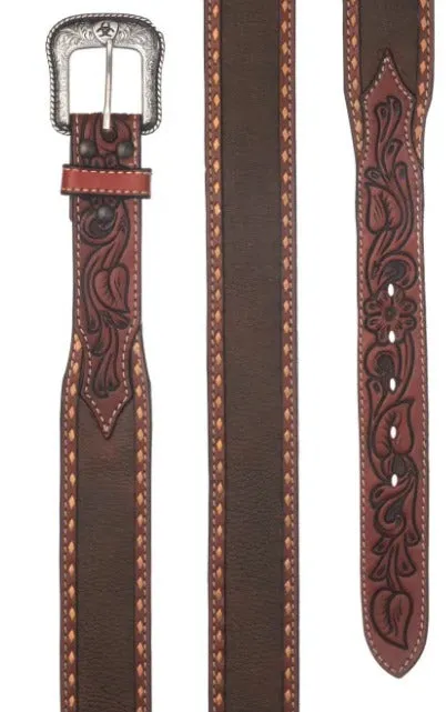 ARIAT Men's Brown Tooled Floral Western Belt