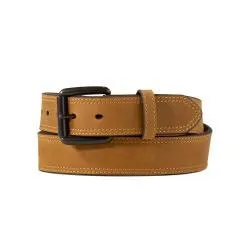 Ariat Men's Roller Buckle 2 Row Stitch Medium Brown Belt