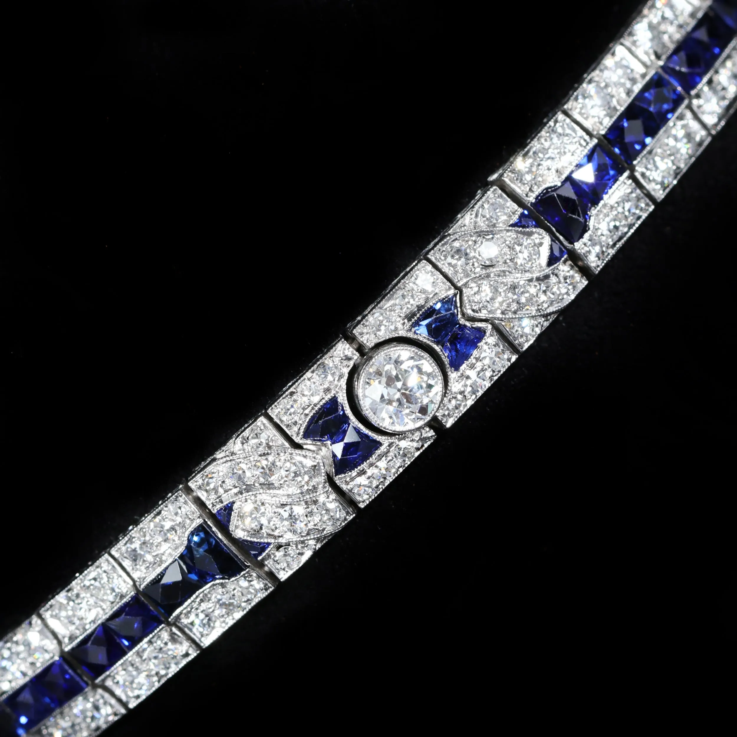 Art Deco 3.35 CTW Diamond and Sapphire Bracelet