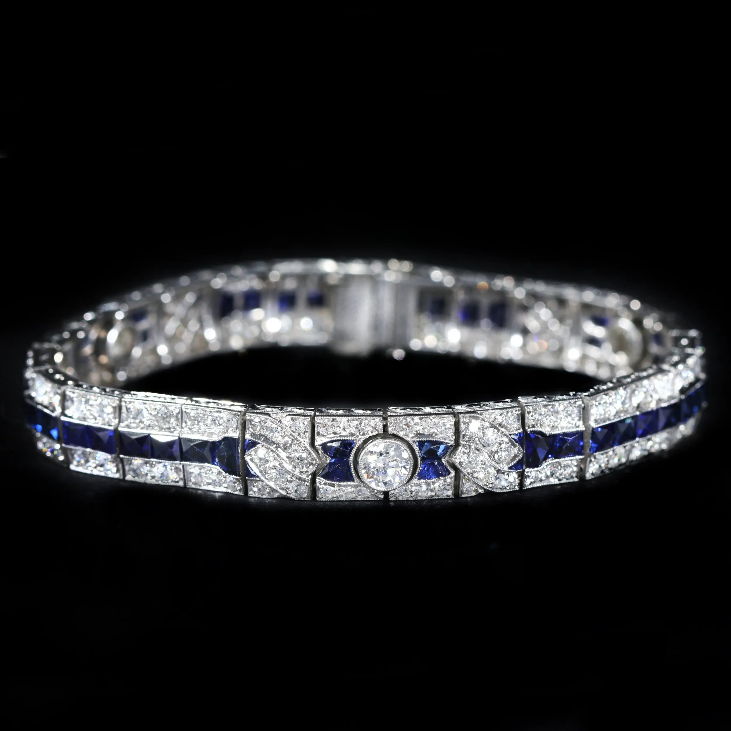 Art Deco 3.35 CTW Diamond and Sapphire Bracelet