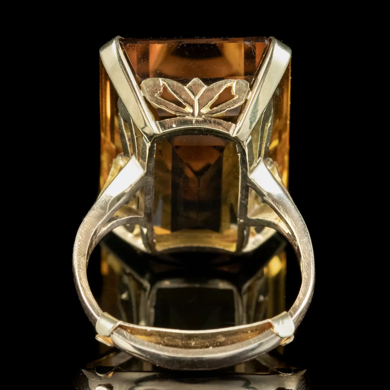 Art Deco Citrine Cocktail Ring 20ct Citrine