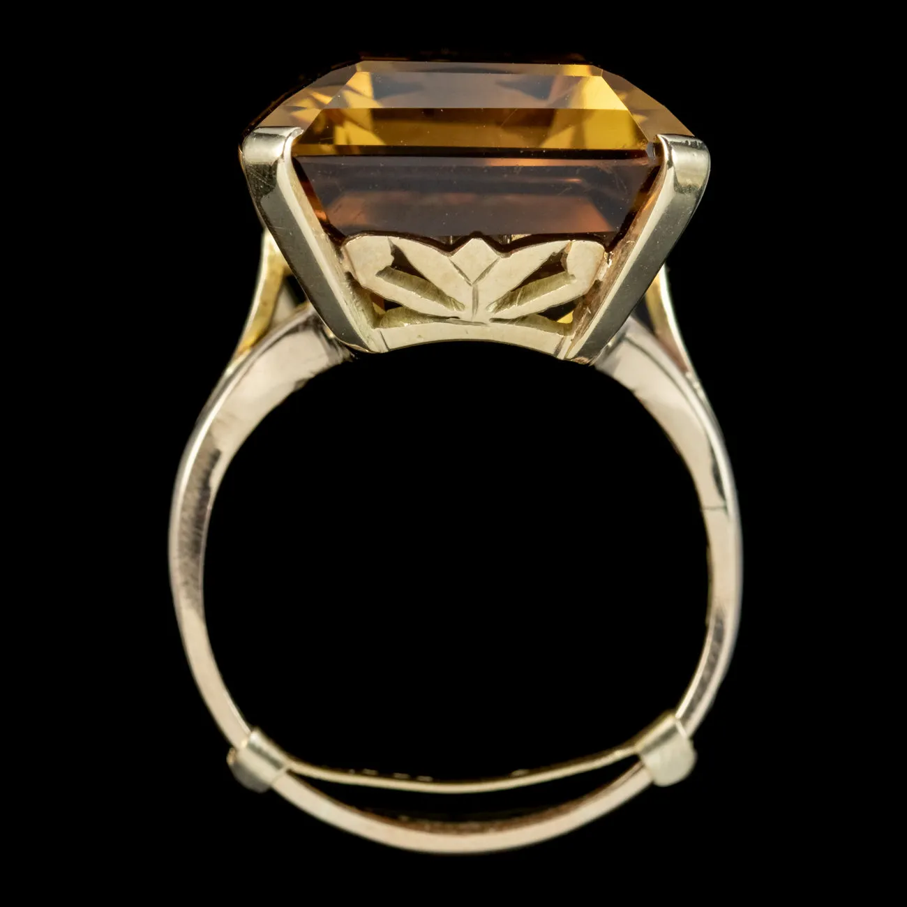 Art Deco Citrine Cocktail Ring 20ct Citrine