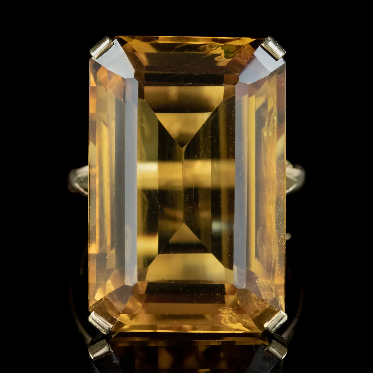 Art Deco Citrine Cocktail Ring 20ct Citrine