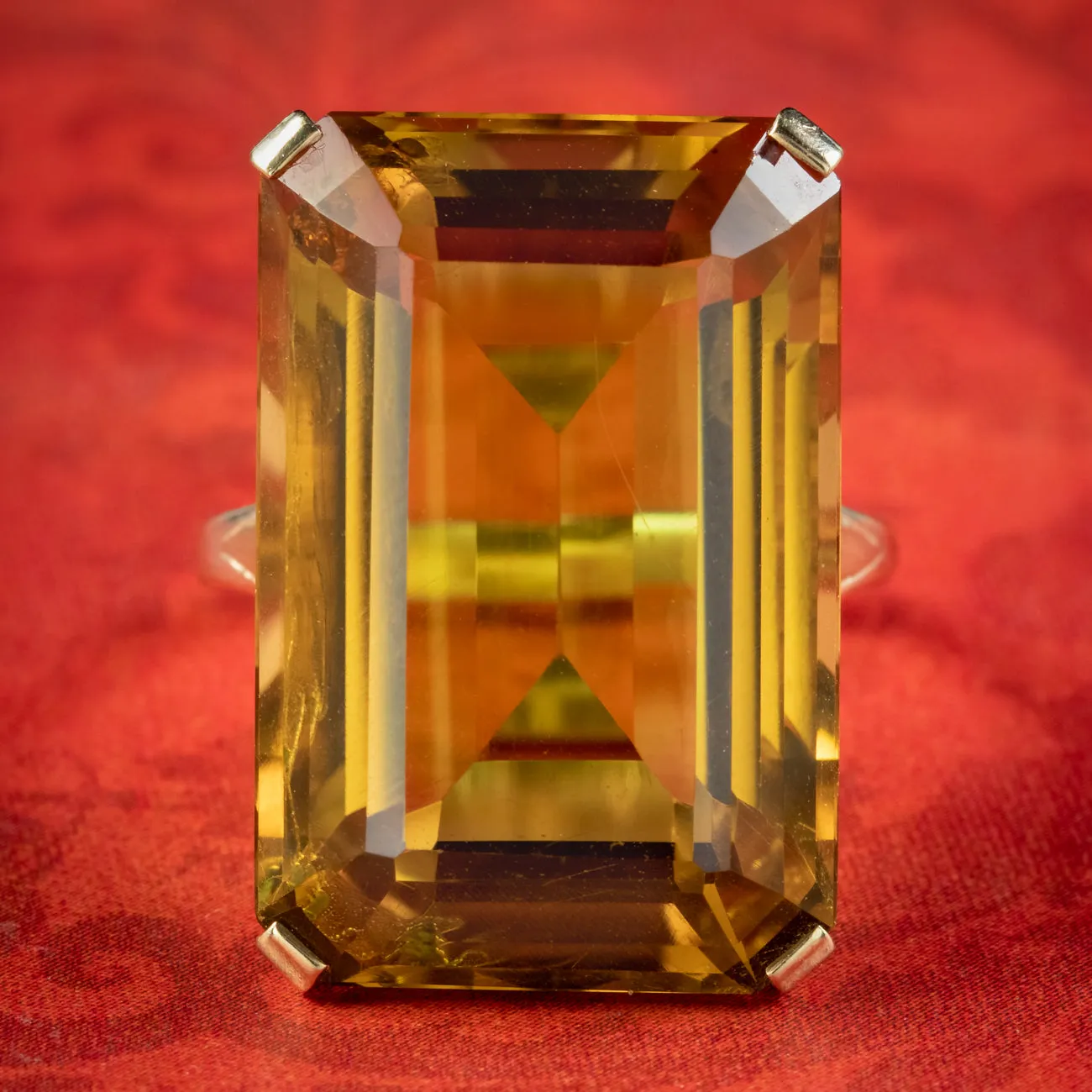 Art Deco Citrine Cocktail Ring 20ct Citrine