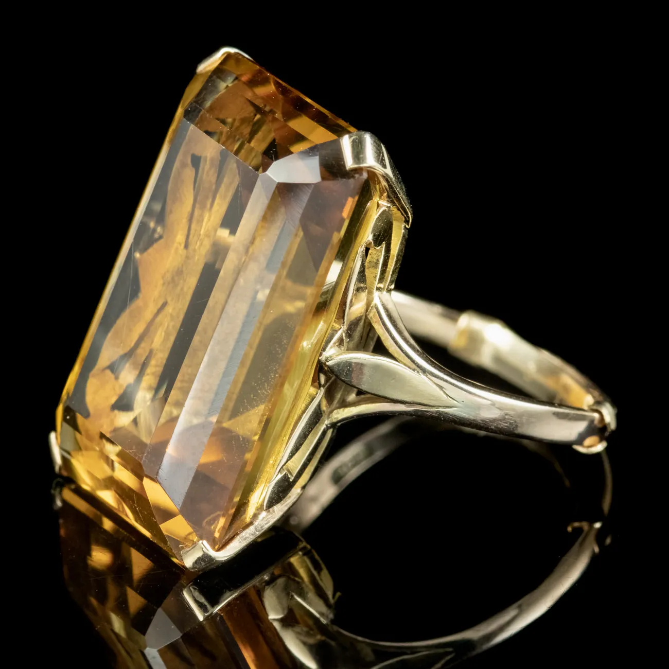 Art Deco Citrine Cocktail Ring 20ct Citrine