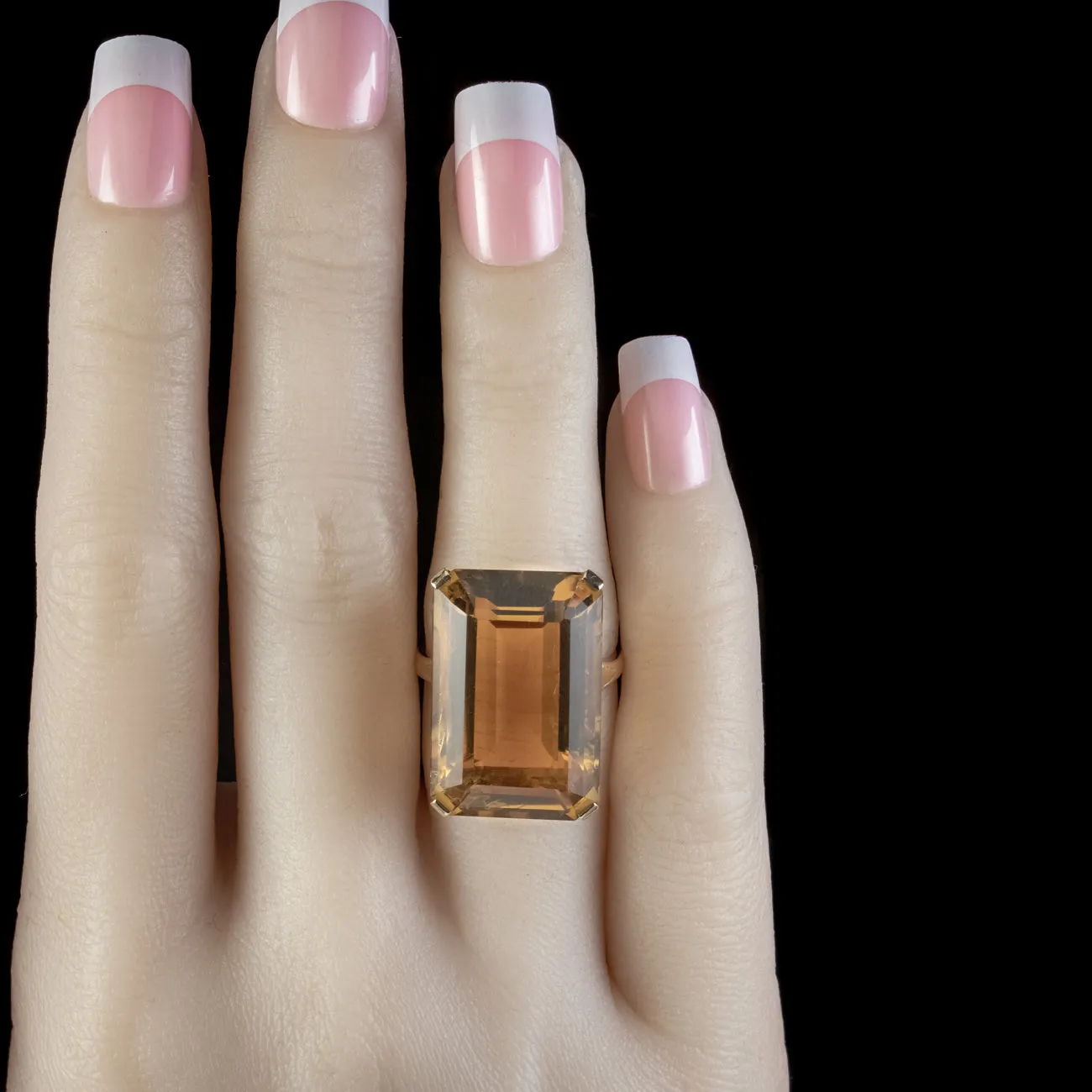 Art Deco Citrine Cocktail Ring 20ct Citrine