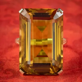 Art Deco Citrine Cocktail Ring 20ct Citrine