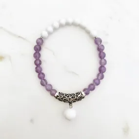 Auspicious Beaded Tridacna and Amethyst Bracelet