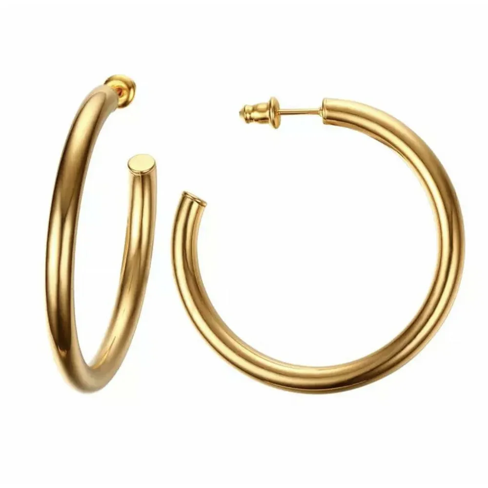 B-Frank Round Open Stainless Steel Hoops - Gold / Silver / Rose Gold