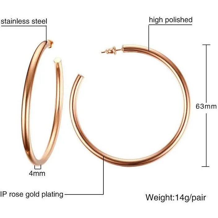 B-Frank Round Open Stainless Steel Hoops - Gold / Silver / Rose Gold