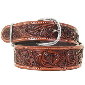 B1227A - Chestnut Floral Whirlwind Belt