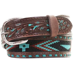 B914 - Brown Vintage Beaded Belt