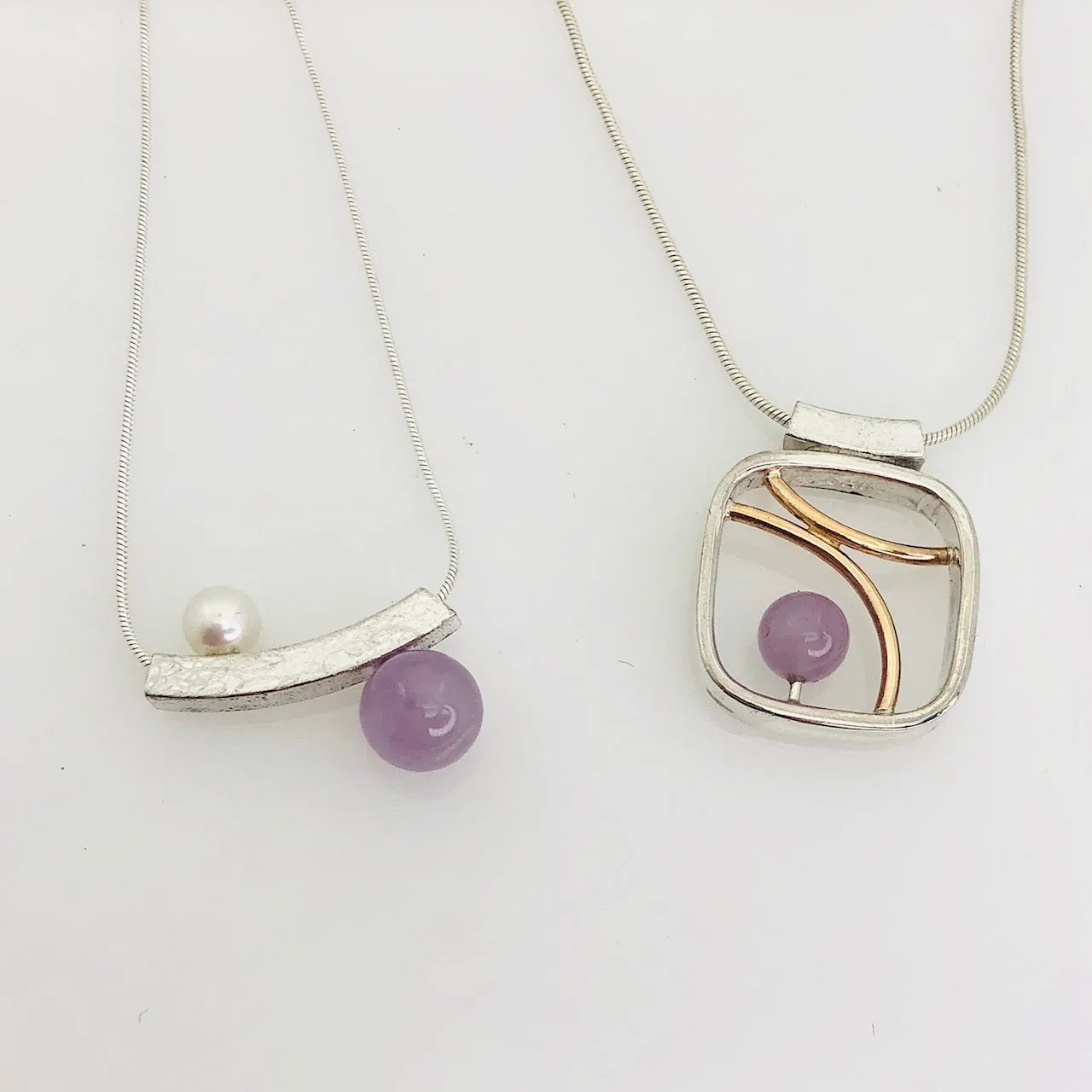 Balance Pearl and Amethyst Slider Necklace