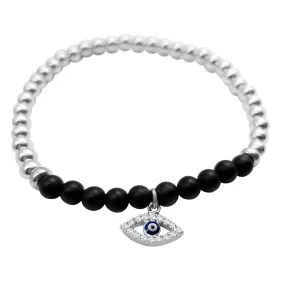 Beaded Evil Eye Bracelet with Gemstones