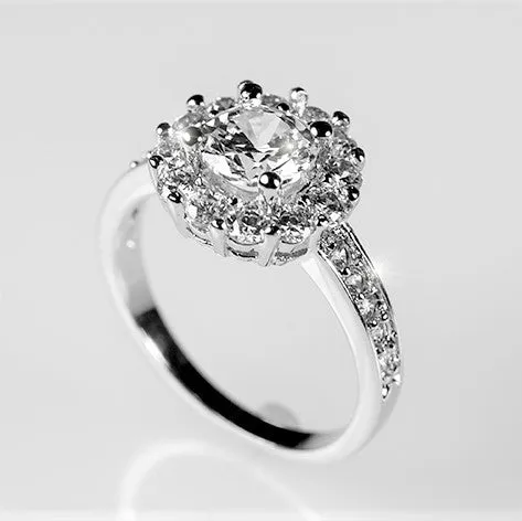 Belle Clear Round Halo Engagement Ring | 2.2ct