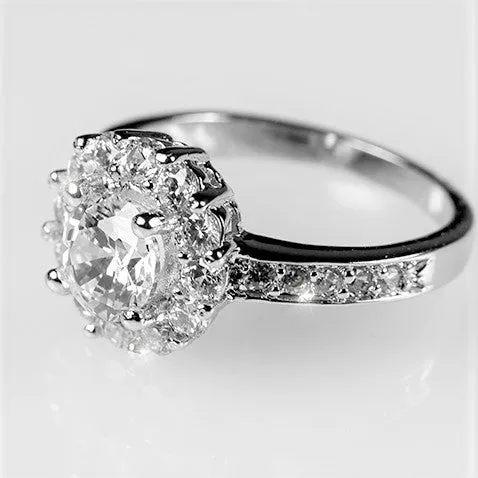 Belle Clear Round Halo Engagement Ring | 2.2ct