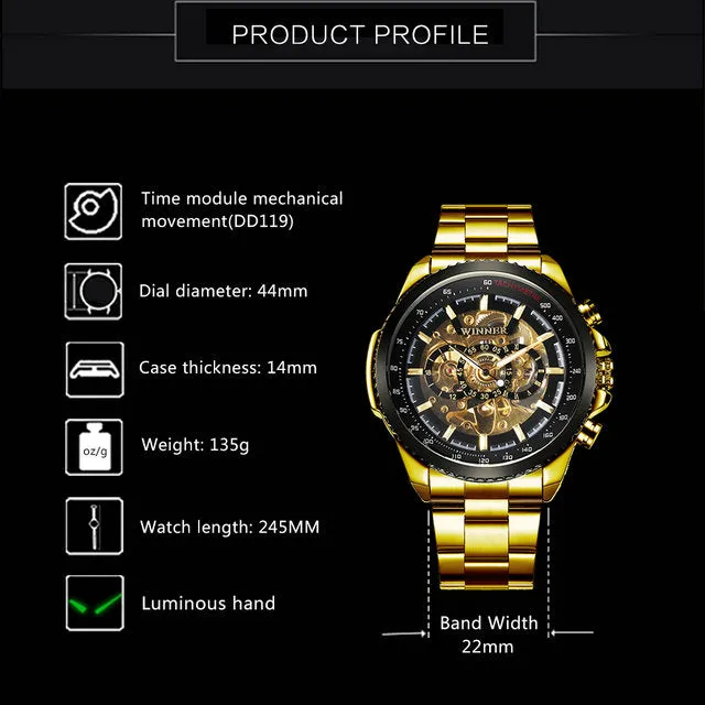 Best Brand Men Watches For Sale Auto Mechanical WINNER Watch Gift For Men Montre Certus Homme