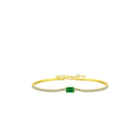 Best-selling Sterling Silver Radiant Green Zirconia Bracelet - Female Handcrafted Jewelry