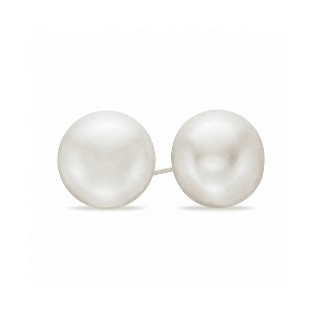 Black Button Freshwater Pearl Stud Earrings