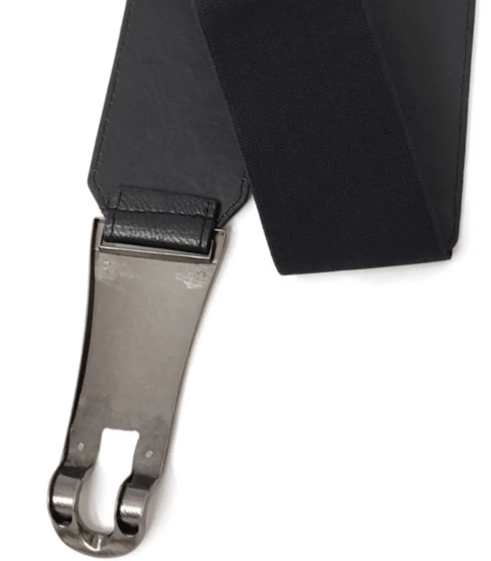 Black Elastic Belt with square antiqued front fastener 5080