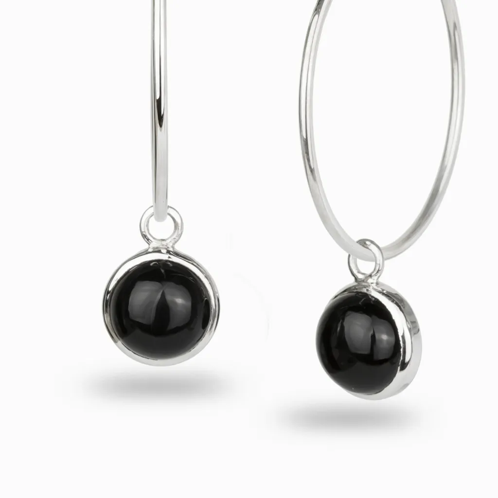 Black Onyx Hoop Charms