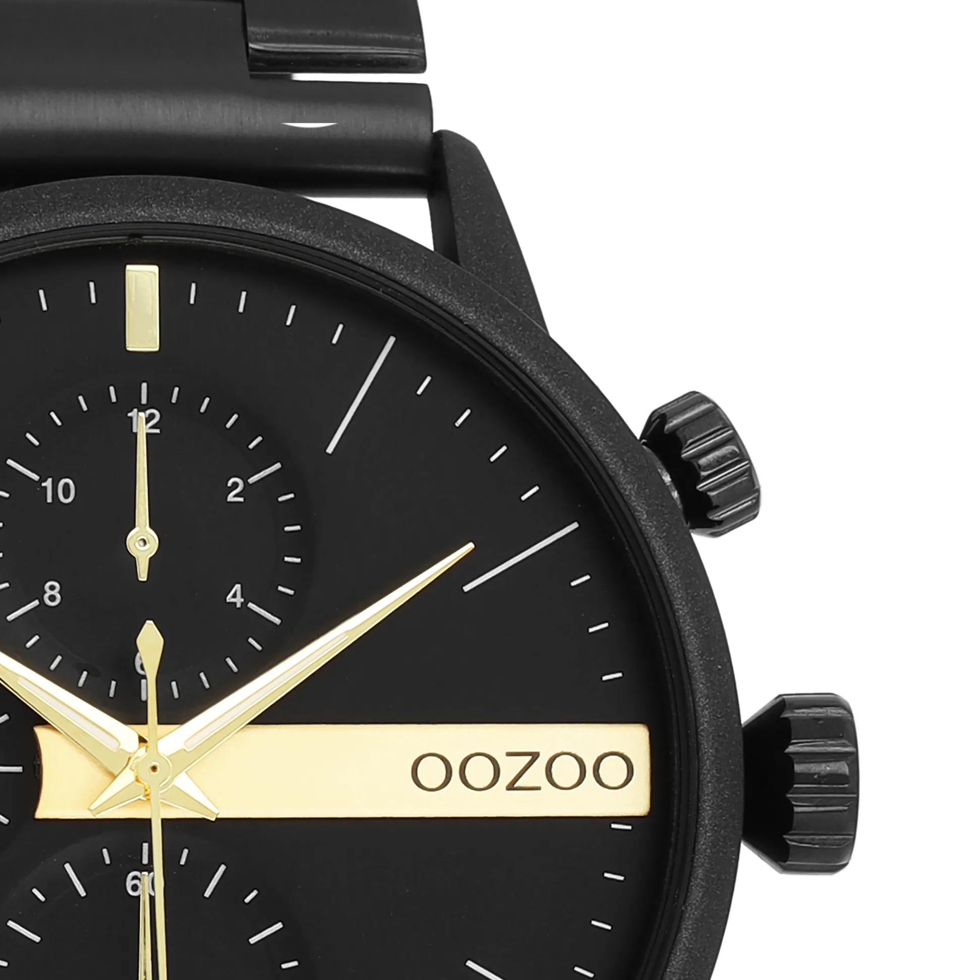 Black OOZOO watch with black stainless steel bracelet - C11412