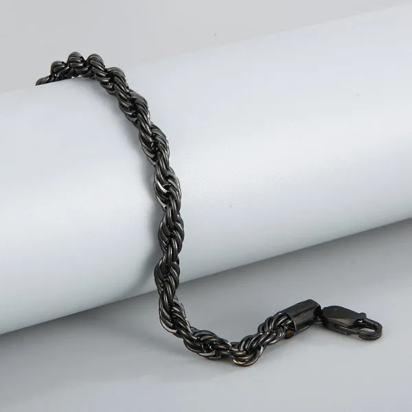 Black Titanium Steel Bracelet (Circumference 22cm) 黑色鈦鋼手鍊 (鍊長 22cm) KJBR16110