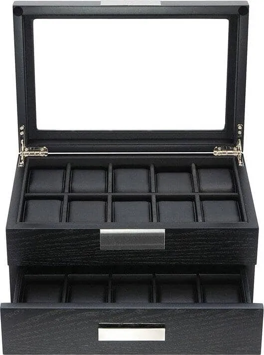 Black Wooden Watch Box for 20 Watches