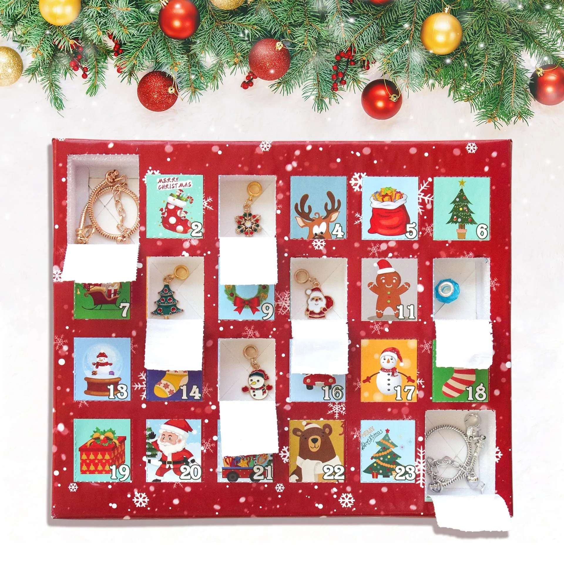 Blind Box Children's Bracelet Christmas Advent Portable 24 Grid DIY Bracelet Blind Box