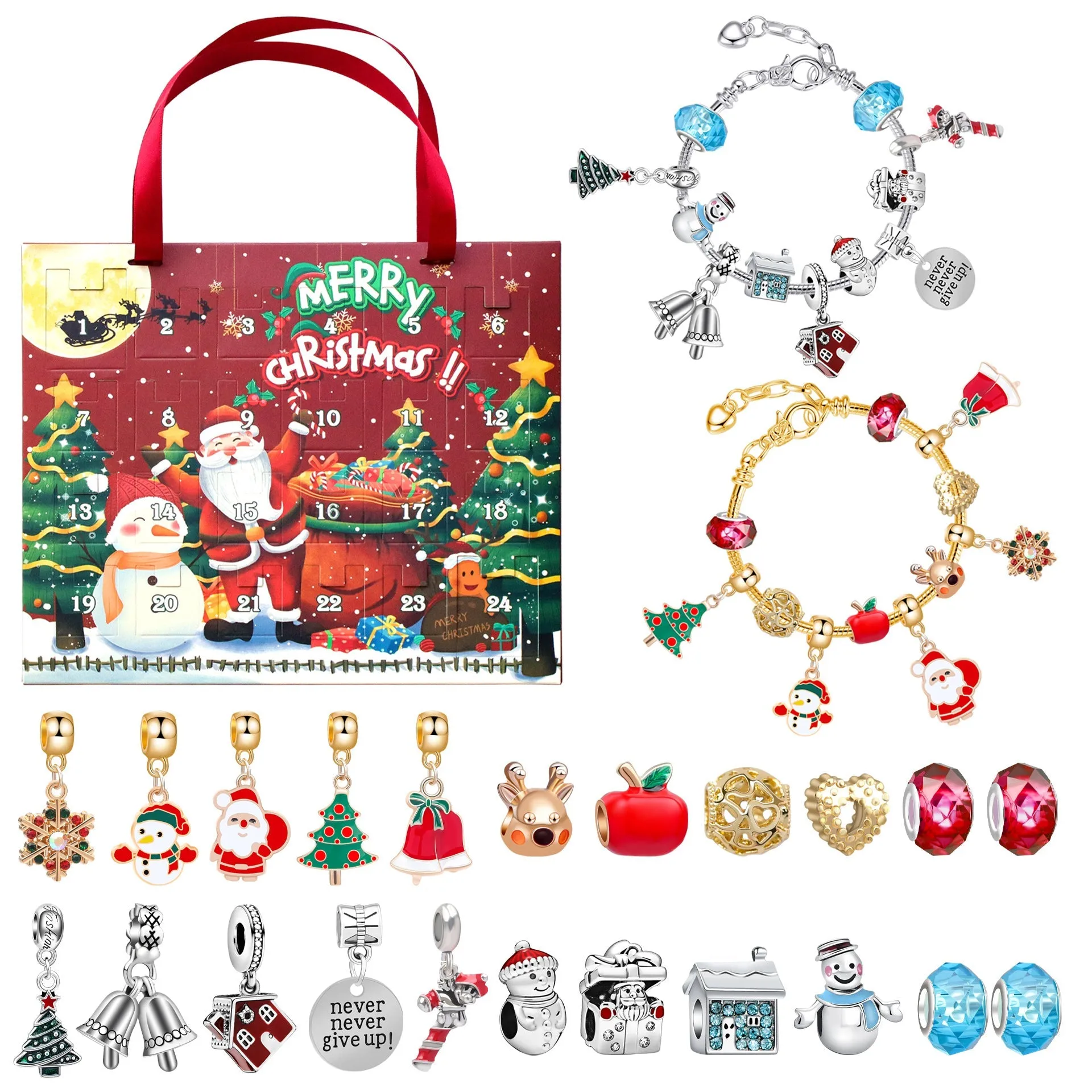 Blind Box Children's Bracelet Christmas Advent Portable 24 Grid DIY Bracelet Blind Box