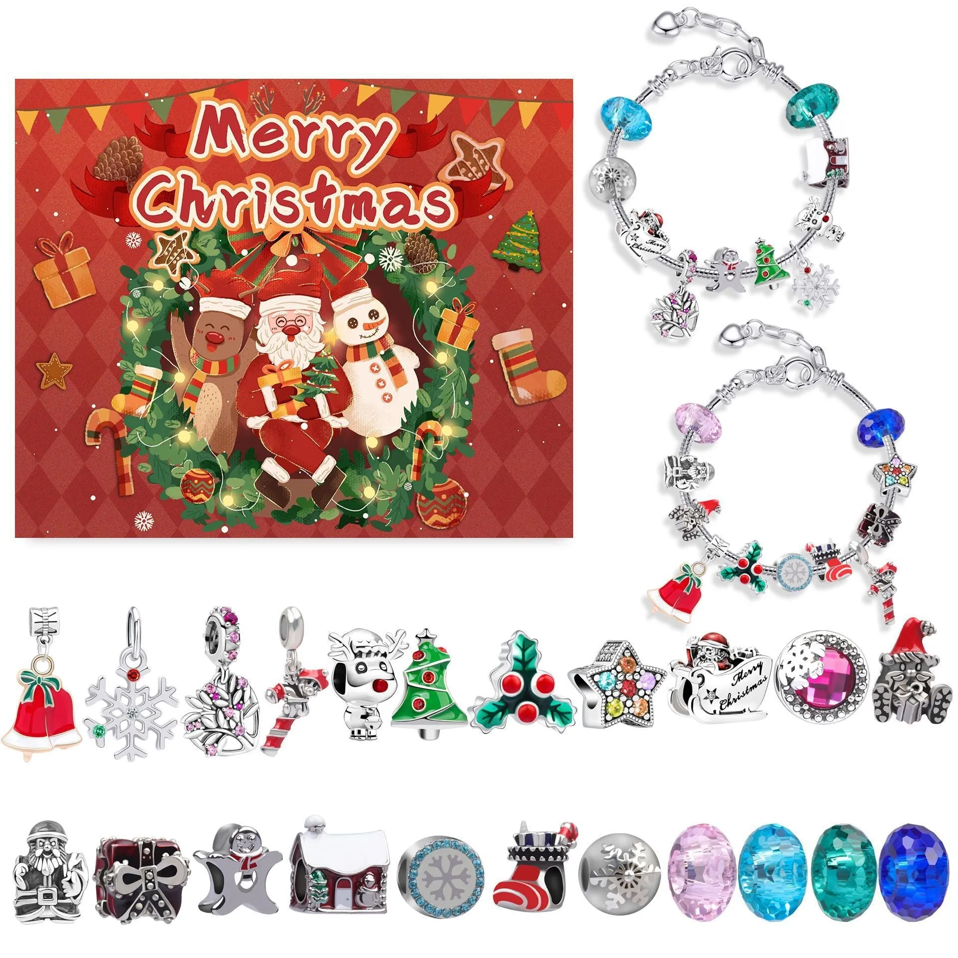 Blind Box Children's Bracelet Christmas Advent Portable 24 Grid DIY Bracelet Blind Box