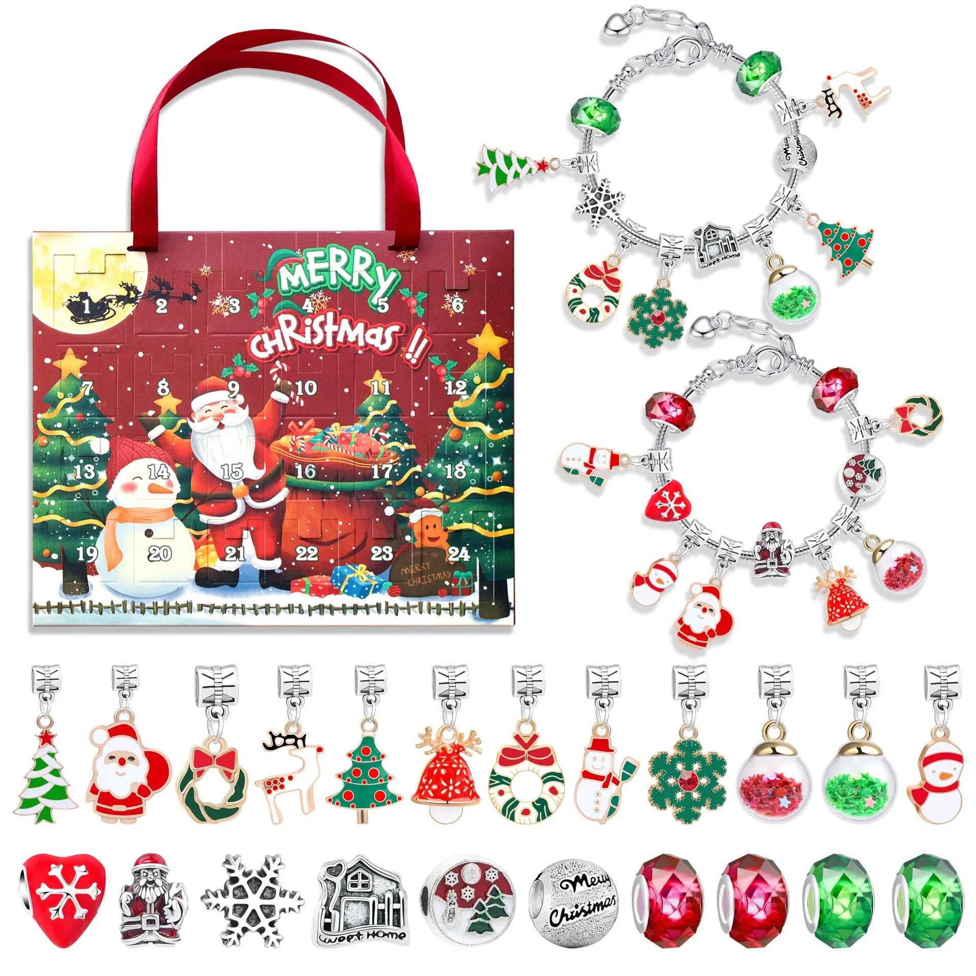 Blind Box Children's Bracelet Christmas Advent Portable 24 Grid DIY Bracelet Blind Box