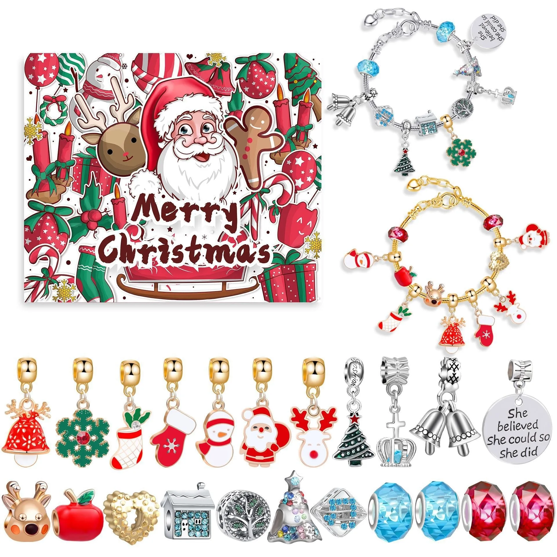 Blind Box Children's Bracelet Christmas Advent Portable 24 Grid DIY Bracelet Blind Box