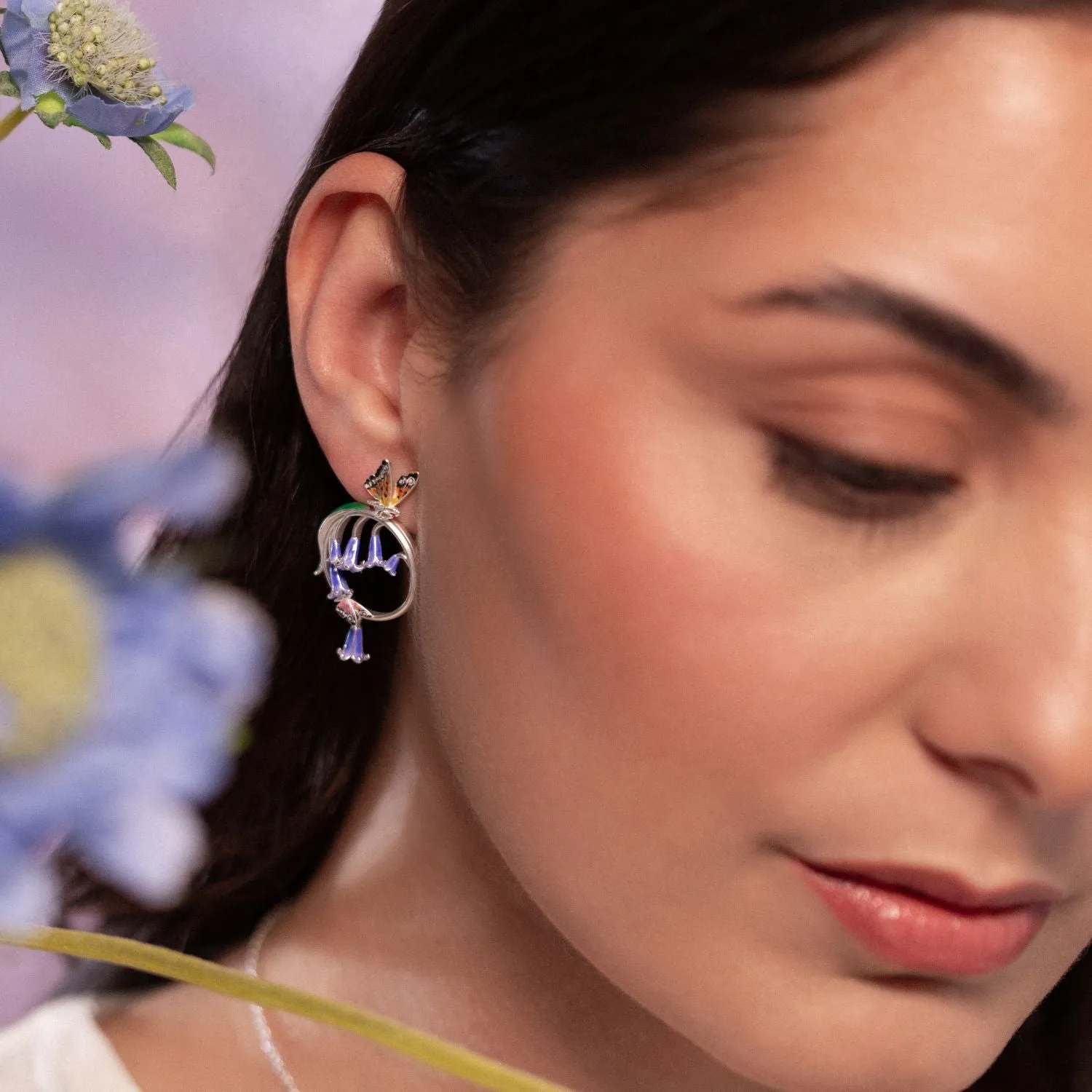 Bluebell & Butterfly Hoop Earrings