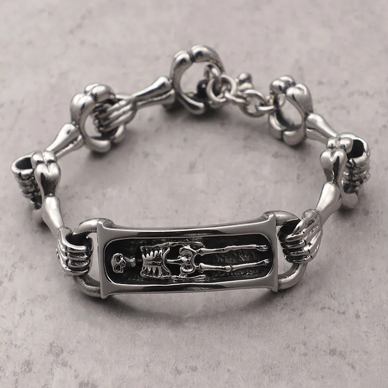 Bold Punk Skull Titanium Steel Men's Bracelet for Trendy Guys