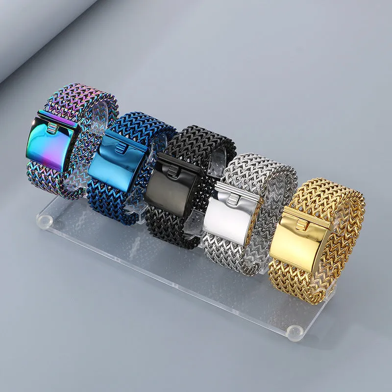 Bold Titanium Steel Fish Scale Bracelet for Men - Unique Electroplated Design