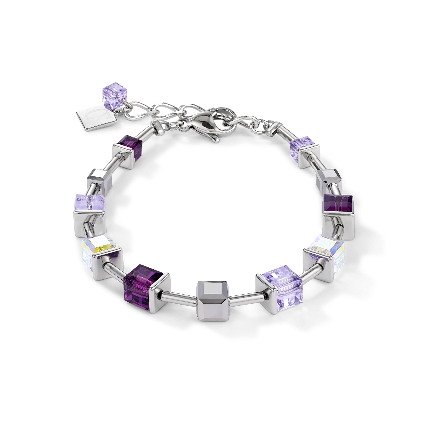 Bracelet GeoCUBE® Crystals & stainless steel amethyst