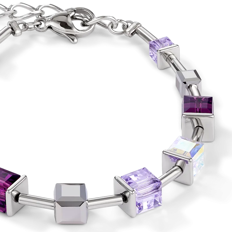 Bracelet GeoCUBE® Crystals & stainless steel amethyst