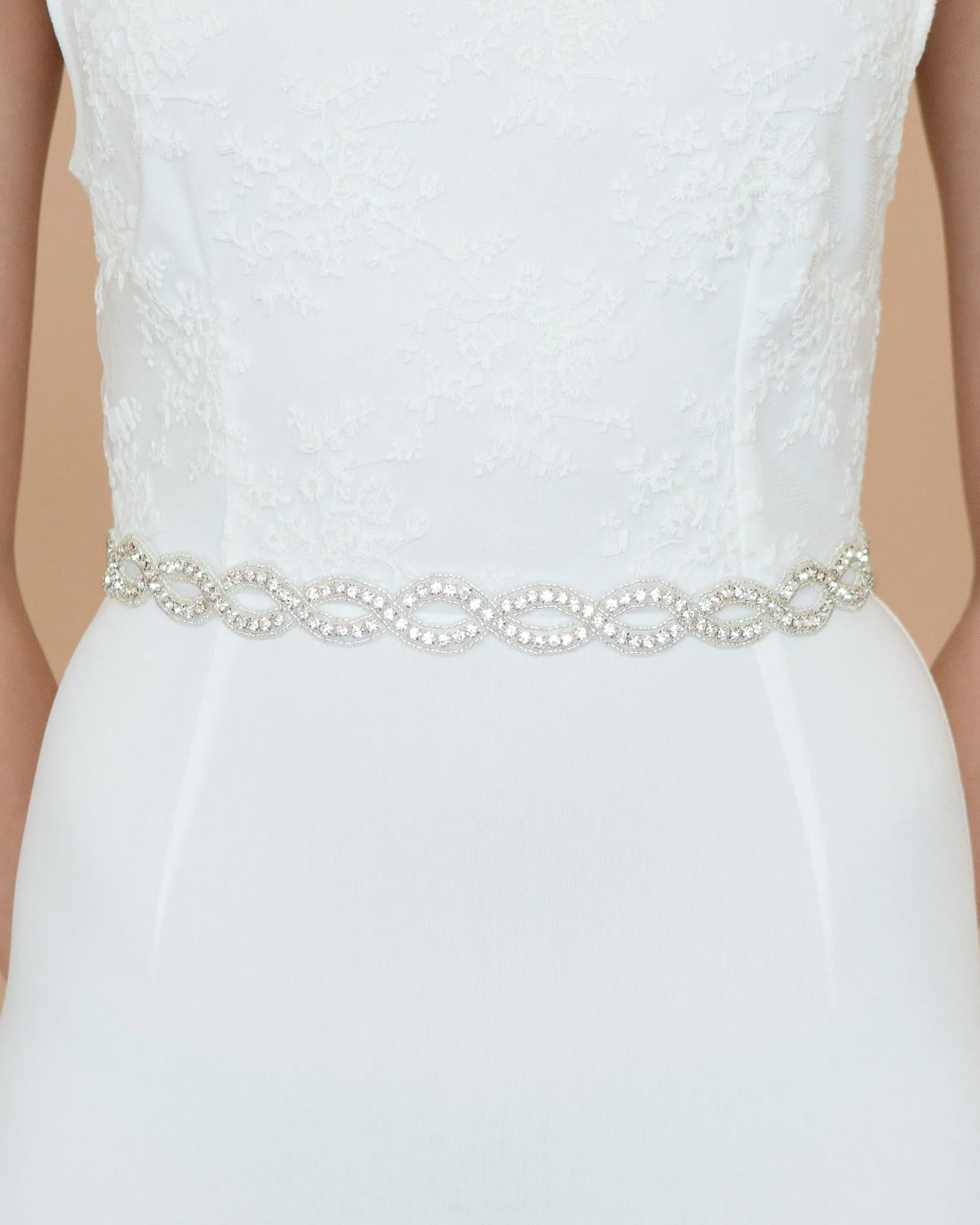 Braided Crystal and Seed Beads Bridal Sash