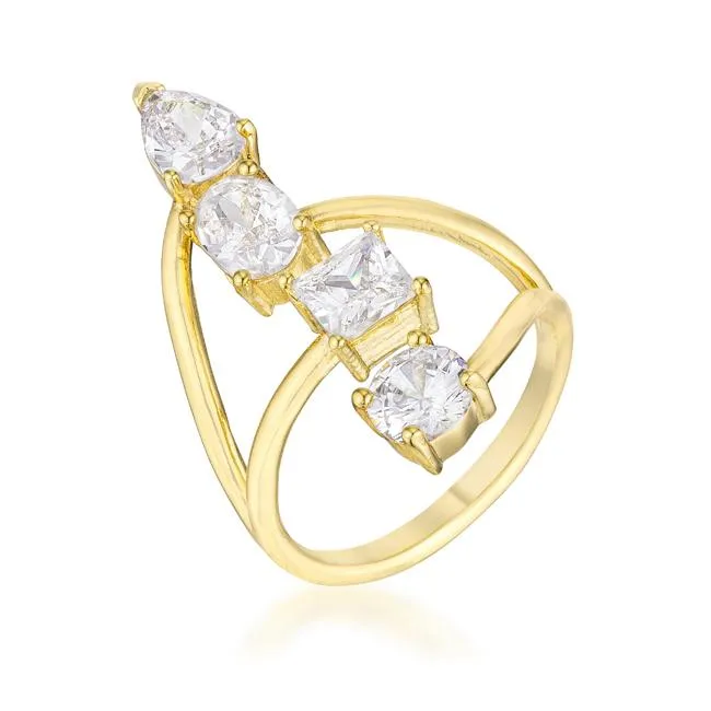 Bria Stunning CZ Goldtone Cocktail Ring | 3ct